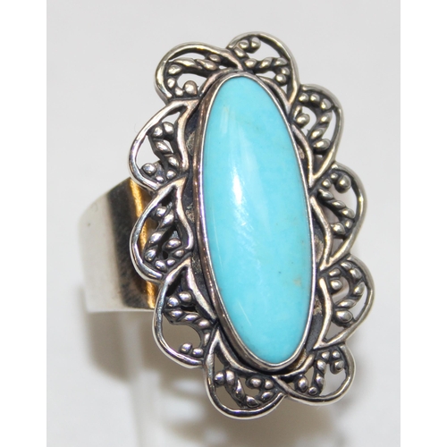 2237 - 4 assorted 925 silver dress rings, mainly with turquoise in various designs, mixed sizes approx S-T