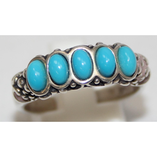 2237 - 4 assorted 925 silver dress rings, mainly with turquoise in various designs, mixed sizes approx S-T