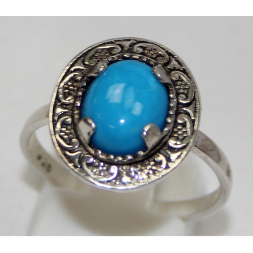 2237 - 4 assorted 925 silver dress rings, mainly with turquoise in various designs, mixed sizes approx S-T