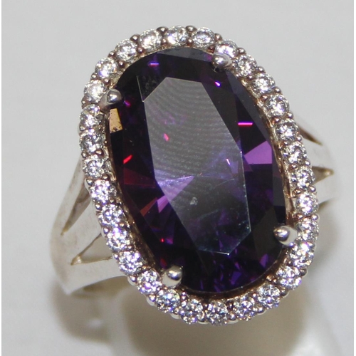 2238 - 5 assorted 925 silver dress rings, mainly with purple stones in various designs, mixed sizes approx ... 