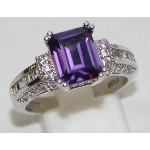 2238 - 5 assorted 925 silver dress rings, mainly with purple stones in various designs, mixed sizes approx ... 