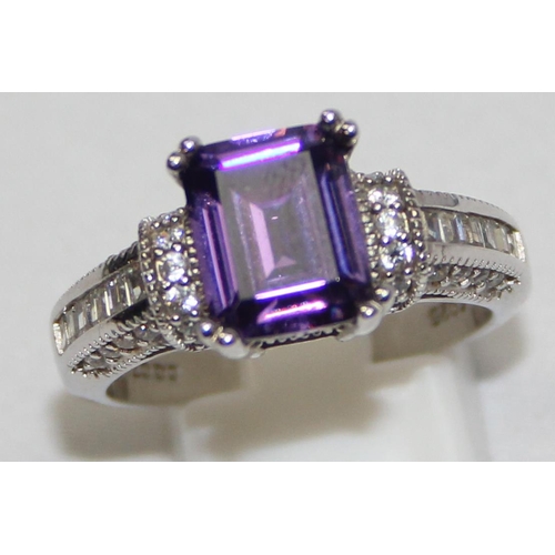 2238 - 5 assorted 925 silver dress rings, mainly with purple stones in various designs, mixed sizes approx ... 