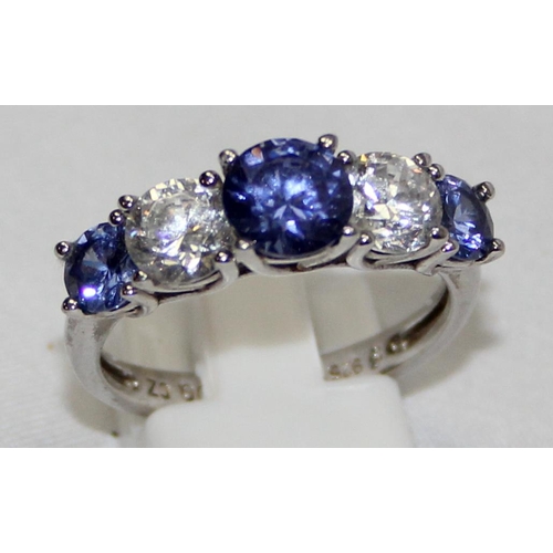 2239 - 6 assorted 925 silver dress rings, mainly with purple stones in various designs, mixed sizes approx ... 