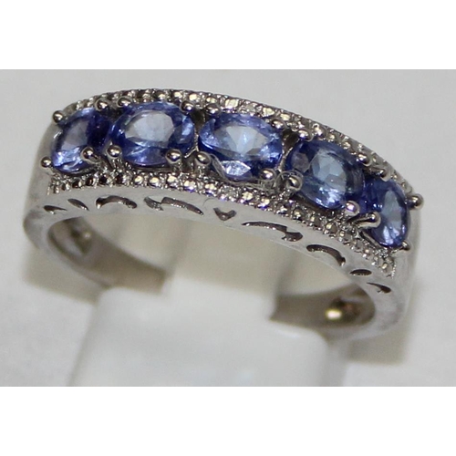 2239 - 6 assorted 925 silver dress rings, mainly with purple stones in various designs, mixed sizes approx ... 