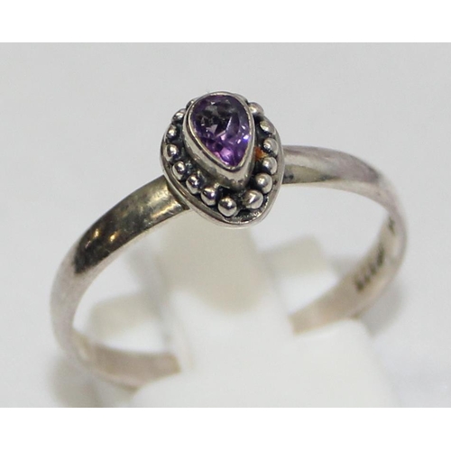 2240 - 6 assorted 925 silver dress rings, mainly with purple stones in various designs, mixed sizes approx ... 