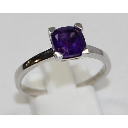 2240 - 6 assorted 925 silver dress rings, mainly with purple stones in various designs, mixed sizes approx ... 