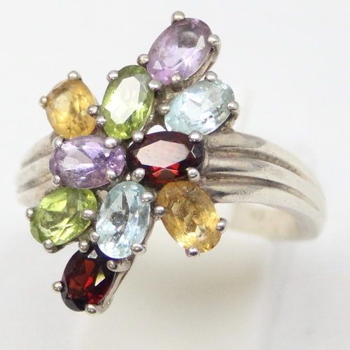 2251 - 4 assorted 925 silver dress rings, mainly with multi-coloured stones in various designs, mixed sizes... 