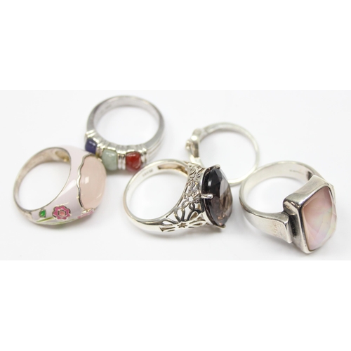 2253 - 5 assorted 925 silver dress rings, various designs, mixed sizes approx O-V