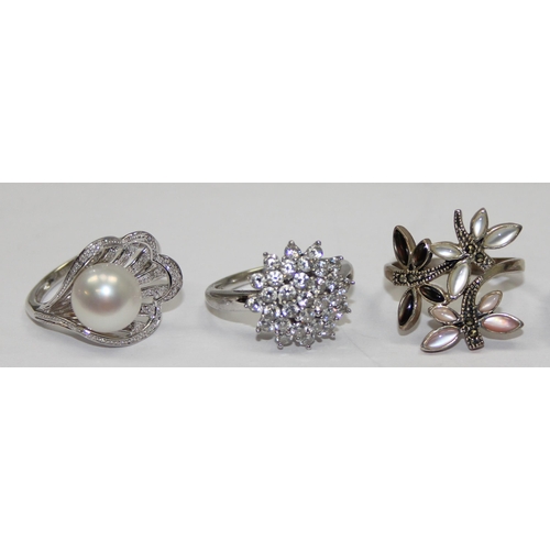 2263 - 6 assorted 925 silver dress rings, various stones and designs, mixed sizes approx T-U