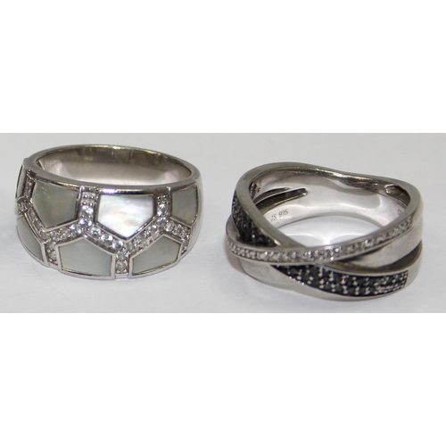 2264 - 5 assorted chunky 925 silver dress rings, various stones and designs, all approx size T