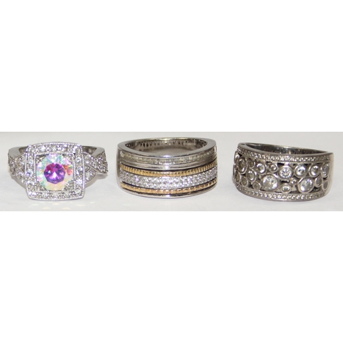 2265 - 6 assorted chunky 925 silver dress rings, mainly white stones in various designs, mixed sizes approx... 