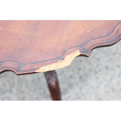 150 - A 19th century mahogany tilt top table with piecrust edge, approx 72cm wide x 72cm deep x 72cm tall