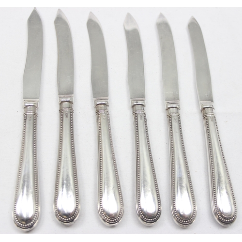 1007 - A boxed set of 6 silver handled fruit knives, Sheffield 1913 by Alfred Biggin & Son (George Henry Bi... 