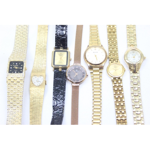 1312 - 13 x gold plated ladies watches to incl fob watches and an Accurist example