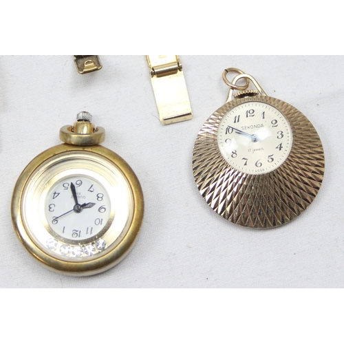 1312 - 13 x gold plated ladies watches to incl fob watches and an Accurist example