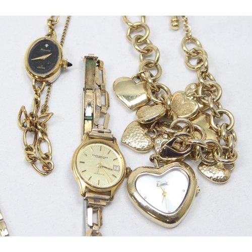 1312 - 13 x gold plated ladies watches to incl fob watches and an Accurist example