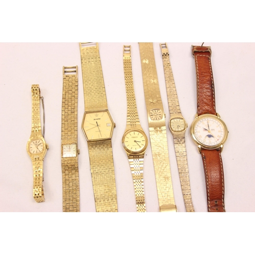 1342 - 6 assorted vintage gold plated watches with gold plated straps to inc Tissot and a Rotary Moonphase ... 