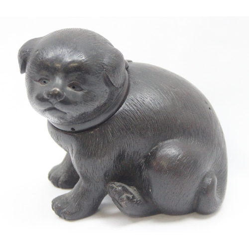 1668 - An unusual but superb quality bronze model of a dog, possibly Japanese but unmarked and likely late ... 