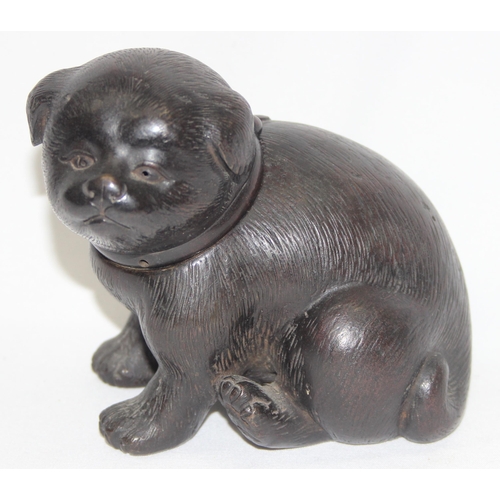 1668 - An unusual but superb quality bronze model of a dog, possibly Japanese but unmarked and likely late ... 