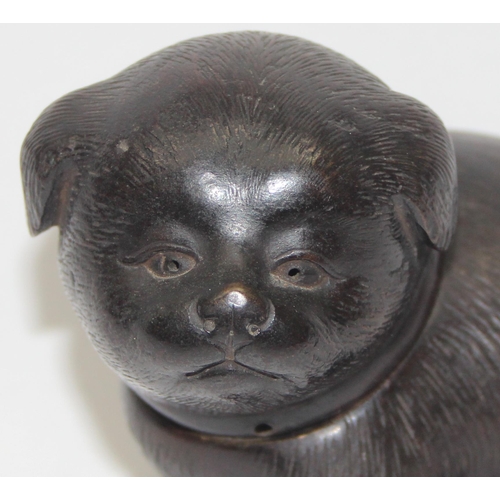 1668 - An unusual but superb quality bronze model of a dog, possibly Japanese but unmarked and likely late ... 