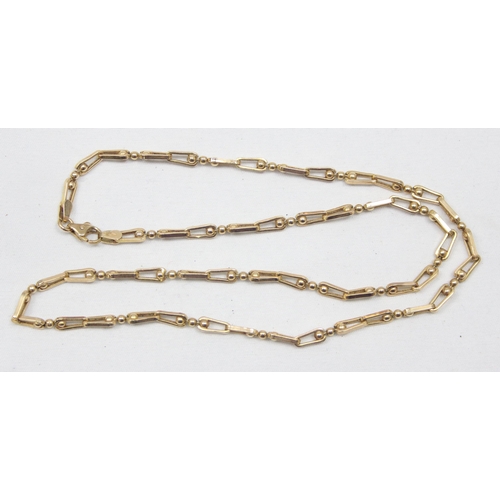 2010 - An Italian 9ct gold necklace with elongated ball links, marked and XRF tested as 9ct gold, approx 46... 