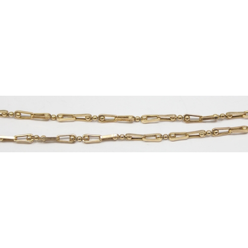 2010 - An Italian 9ct gold necklace with elongated ball links, marked and XRF tested as 9ct gold, approx 46... 