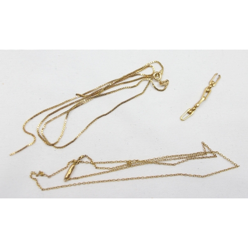 2018 - 2 vintage 9ct gold chains, one broken and a 9ct gold part links, approx 4.03g gross