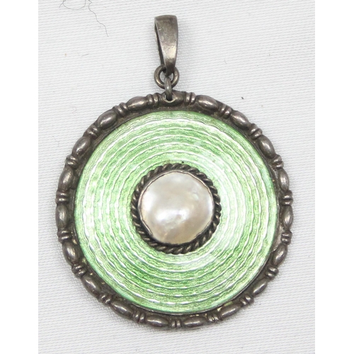 2021 - Charles Horner, an early 20th century silver, enamel and pearl pendant, marked for Chester 1912 by C... 