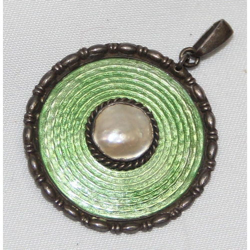 2021 - Charles Horner, an early 20th century silver, enamel and pearl pendant, marked for Chester 1912 by C... 