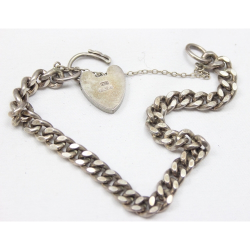 2024 - A vintage silver padlock clasp bracelet, Birmingham 1965, approx 24.62g gross