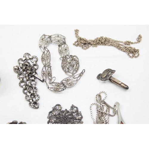 2028 - Qty of assorted mixed silver mounted jewellery, some marked, all XRF tests as silver