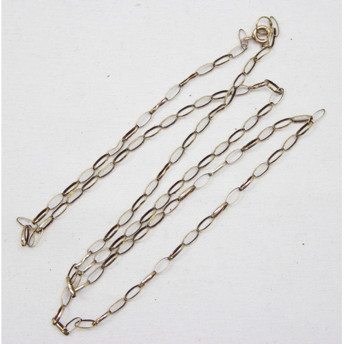 2339 - 9ct gold open link necklace, marked and XRF confirmed, approx 52cm long, approx 2.42g gross