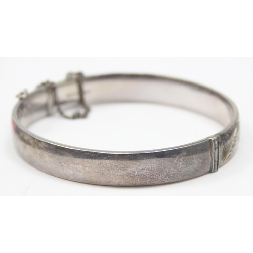 2372 - Vintage silver cuff bangle with engraved decoration, Birmingham 1969, approx 6.5cm wide, approx 15.9... 