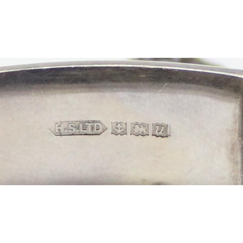 2372 - Vintage silver cuff bangle with engraved decoration, Birmingham 1969, approx 6.5cm wide, approx 15.9... 