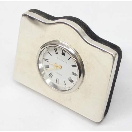 1029 - A silver cased desk clock by Kitney & Co, marked for London 1992, approx 7cm wide