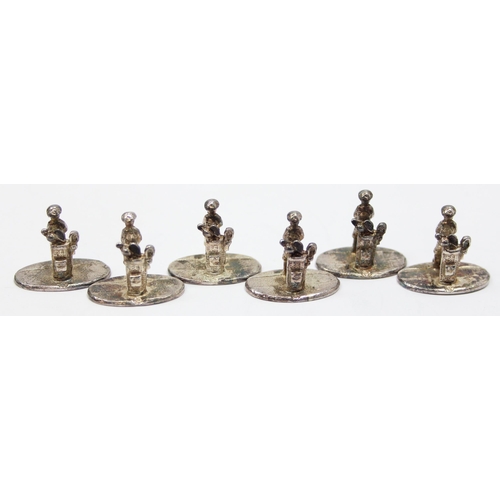 1030 - A set of 6 vintage silver plated menu or place card holders formed as golfers