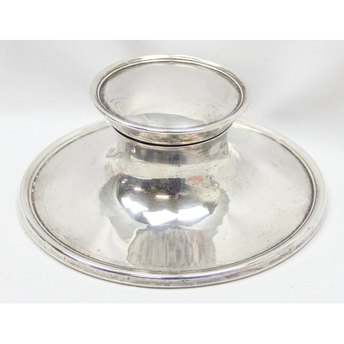 1035 - An unusually large silver capstan inkwell with glass liner, approx 13cm in diameter, Birmingham 1917... 