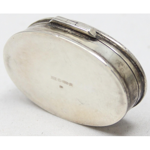 1049 - A small 925 silver pill box with rose finial, marked to base with import marks for Sheffield 1997, a... 