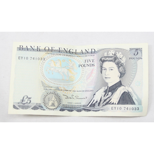 1210 - 5 Duke of Wellington reverse D.H.F. Somerset £5 notes with consecutive serial numbers, EY10 741029 -... 