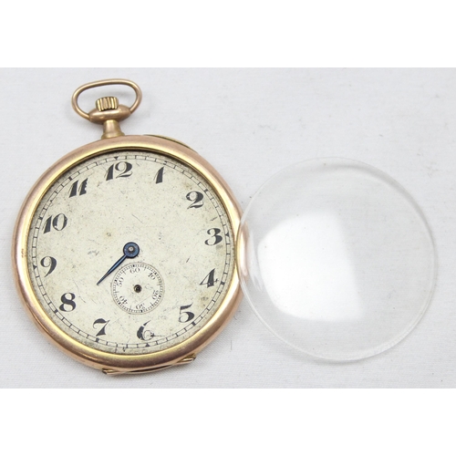 1325 - An antique 9ct gold cased pocket watch of unusual slim design, import marks for Glasgow 1919, approx... 