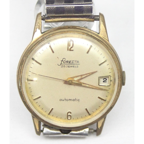 1326 - A vintage Foresta Automatic watch in gold plated case, with vintage expanding strap