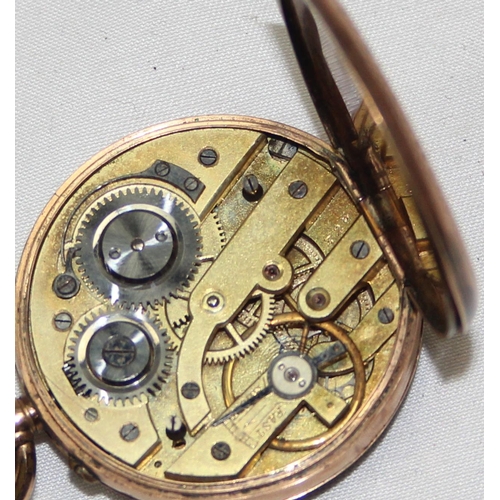 1343 - An antique 9ct gold cased open face pocket or fob watch, top wind movement, cased marked 9k and XRF ... 