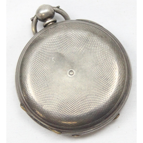 1344 - An antique silver cased full hunter pocket watch, key wind movement, case marked 