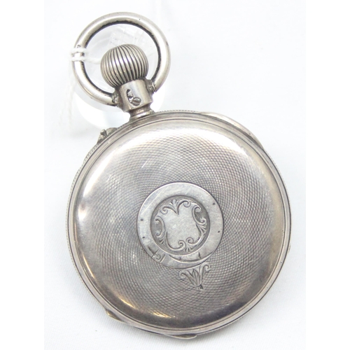 1345 - An antique silver cased open face pocket watch, top wind movement, case marked for Birmingham 1890, ... 