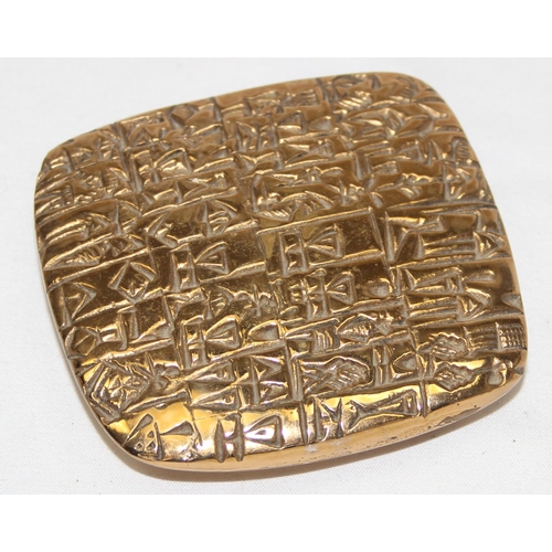 1605 - A vintage bronze paperweight depicting the Mesopotamian contract, the original made around 2600BC an... 