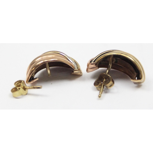 2289 - A pair of 9ct gold retro earrings, marked and XRF confirmed, one with broken pillar, approx 4.32g gr... 