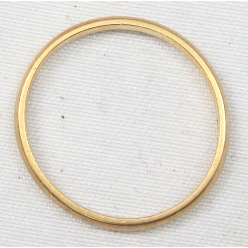 2292 - 22ct gold wedding band, London 1950, approx size J, approx 1.65g gross