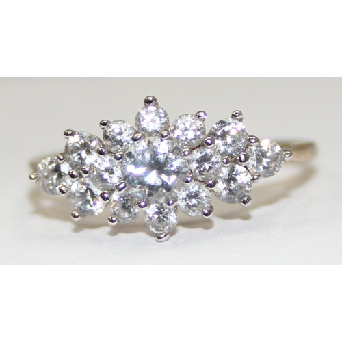 2294 - 9ct gold and white stone cluster ring, full English hallmarks, approx size Q, approx 1.68g gross