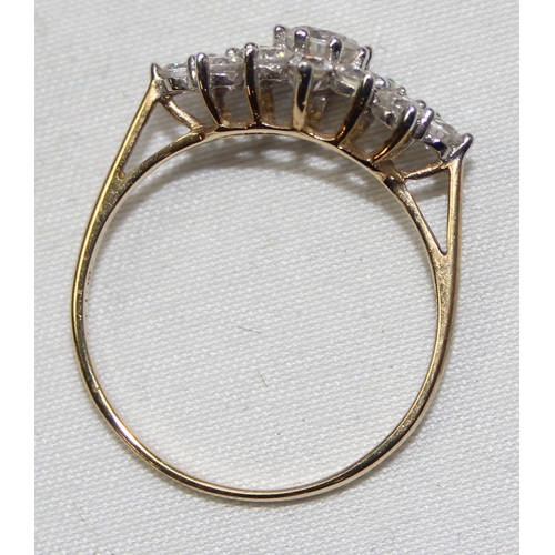 2294 - 9ct gold and white stone cluster ring, full English hallmarks, approx size Q, approx 1.68g gross