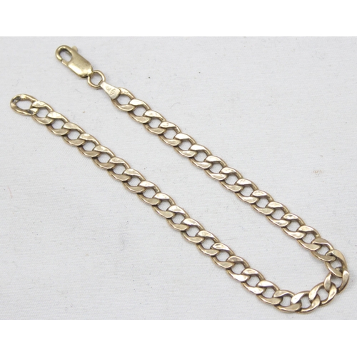 2298 - An Italian 9ct gold flattened kerb link bracelet, marked and XRF confirmed, approx 19cm long, approx... 